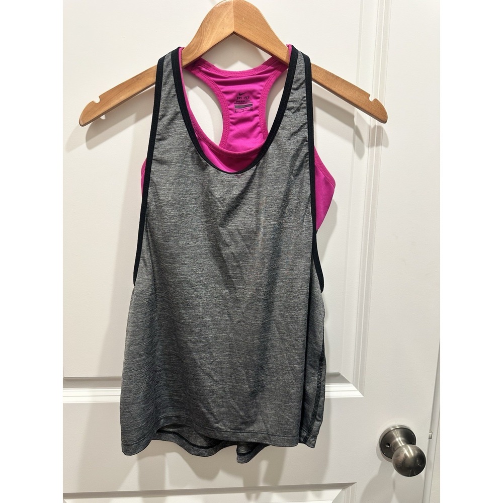 Nike Women's‎ Gray Tank With Pink Built In Bra Small